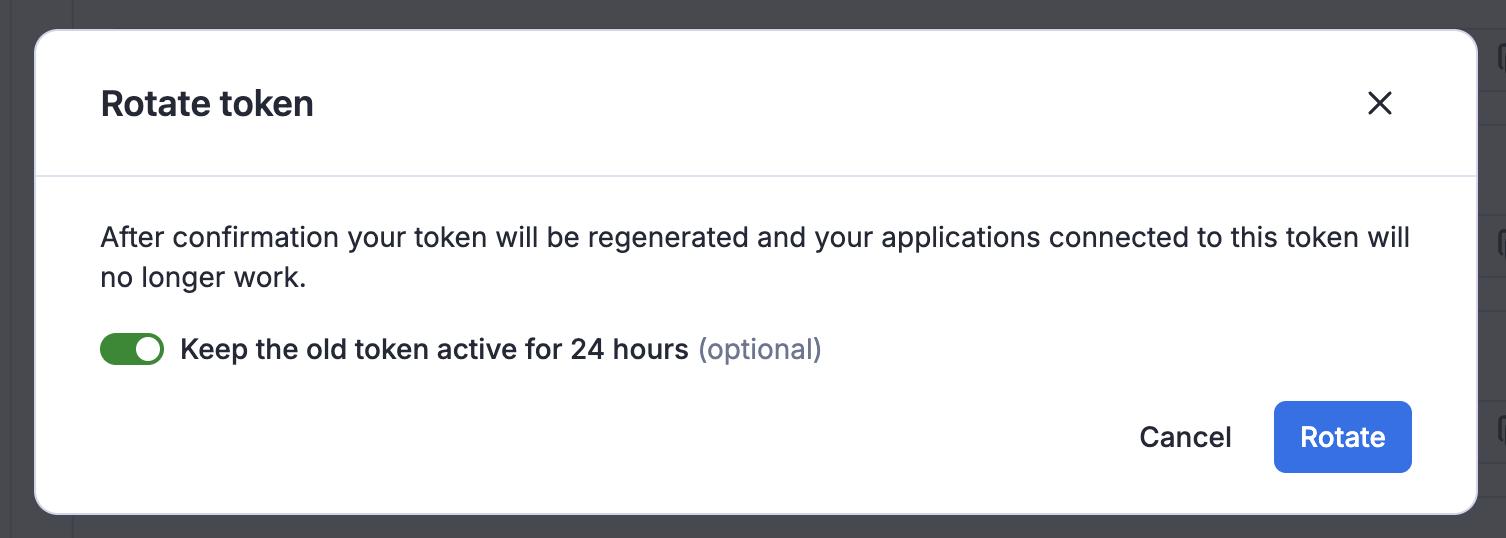 Rotate token in Apify Console