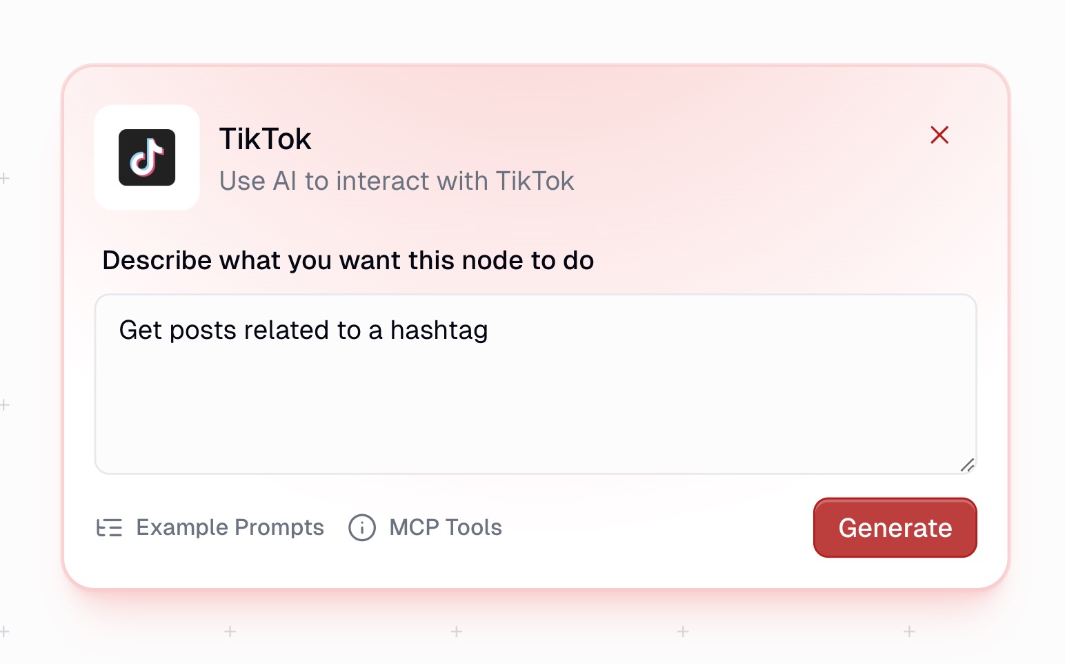 TikTok node prompt field