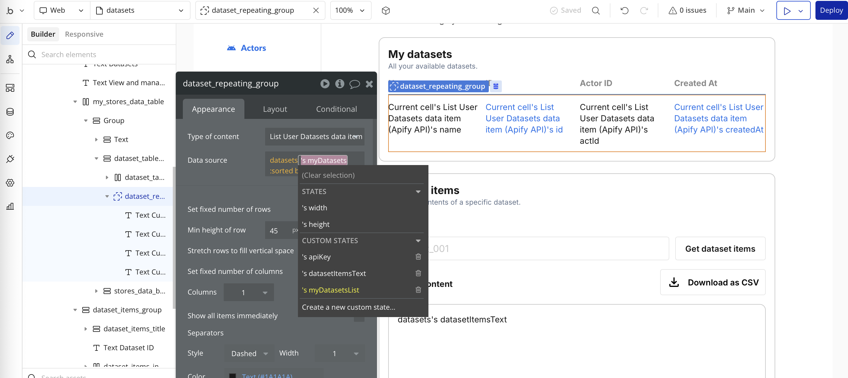 Step 3 — Repeating group data source